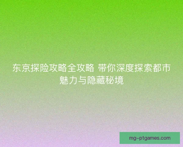 东京探险攻略全攻略 带你深度探索都市魅力与隐藏秘境